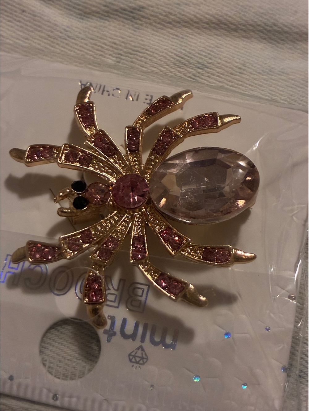 Vintage-Style Crystal Spider Pin | Alloy Gemstone Halloween Brooch
